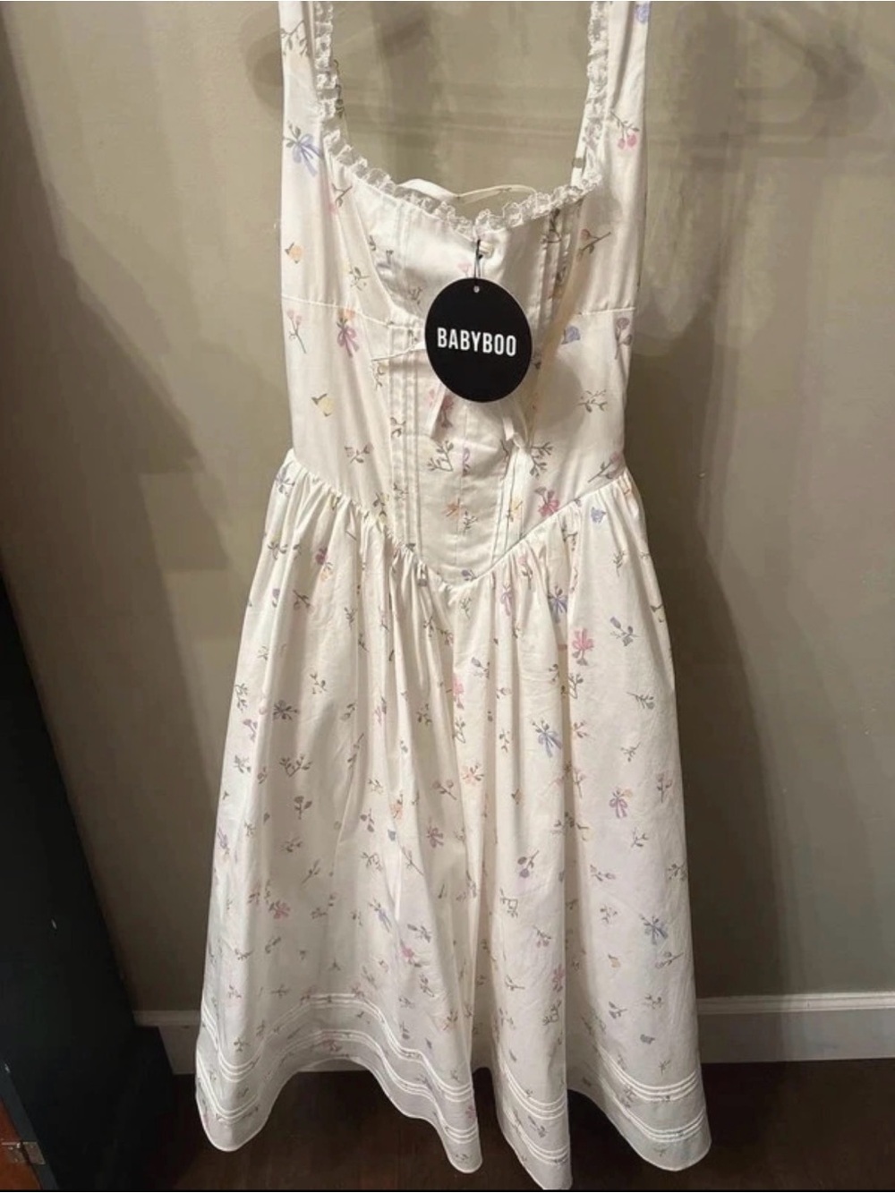BABYBOO White Floral Midi Dress